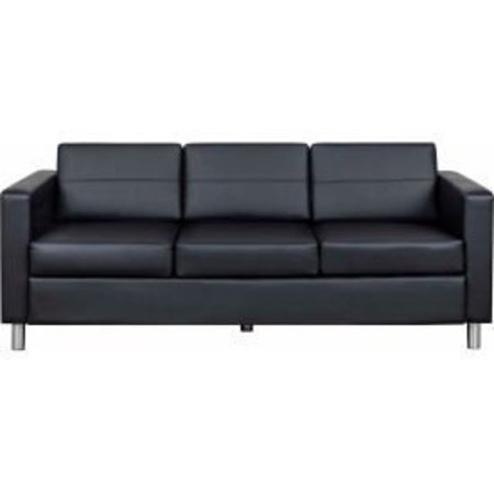 GLOBAL EQUIPMENT Interion    Antimicrobial Upholstered Leather Sofa, Black HX-7010-ANT